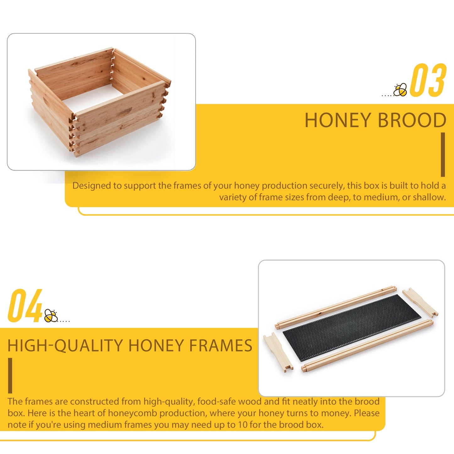 30-Frame Hive Frame/Bee Hive Frame/Beehive Frames w/ Metal Roof for Beekeeping
