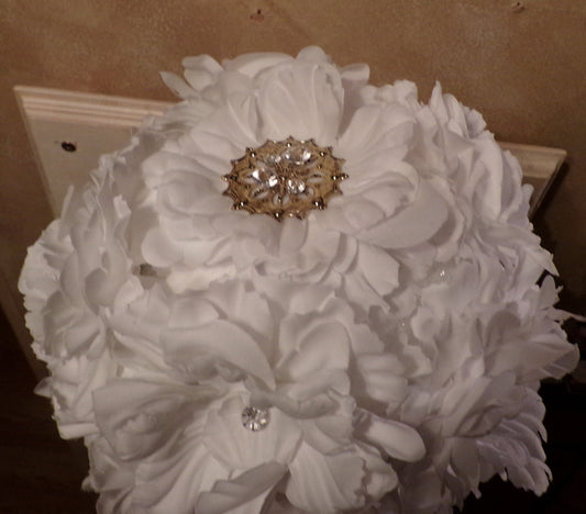 Wedding Bouquet - Pretty White Silk Peonies